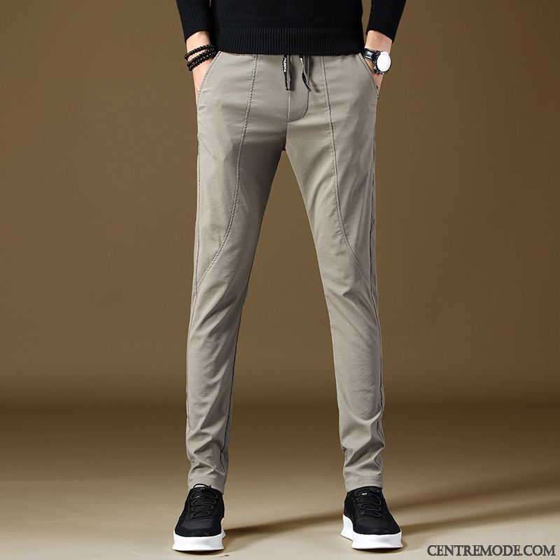 Pantalons Homme Slim Les Pantalons De Survêtement Kaki Tendance Été Les Adolescents