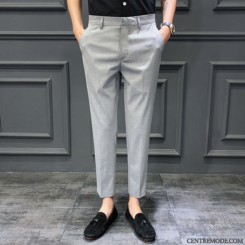 Pantalons Homme Tendance Collants Été Slim Légère De Travail Gris