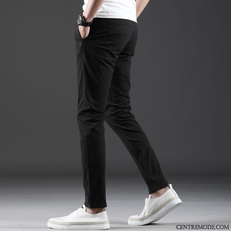 Pantalons Homme Tendance Légère Slim Coton Bio Été Jambe Droite Gris Clair