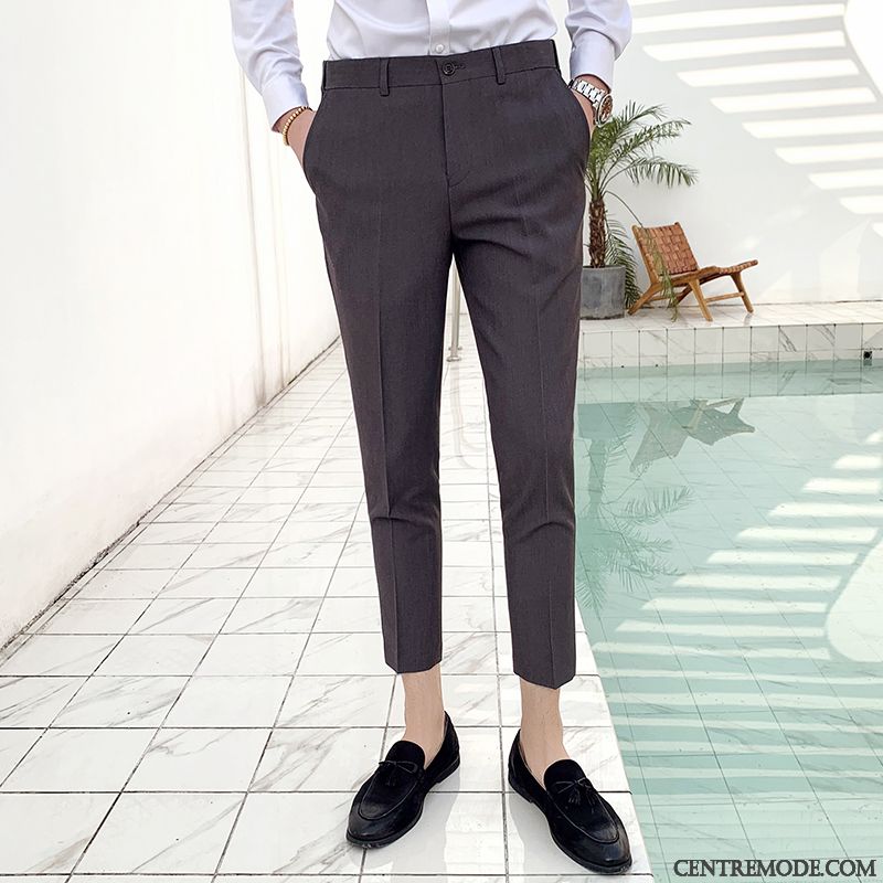 Pantalons Homme Tendance Slim Jeunesse Printemps Beau De Travail Bleu