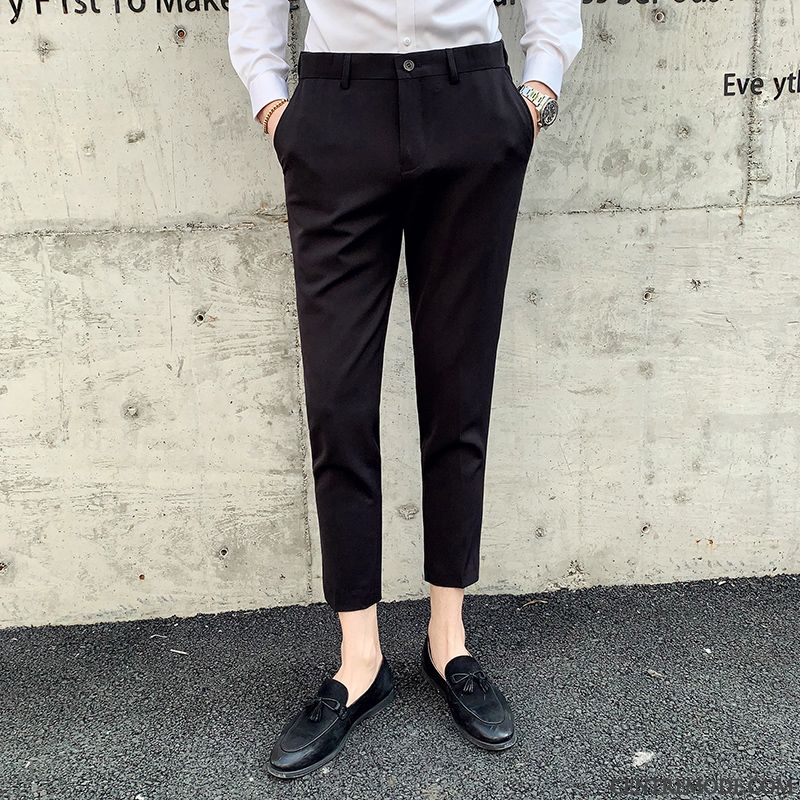 Pantalons Homme Tendance Slim Jeunesse Printemps Beau De Travail Bleu