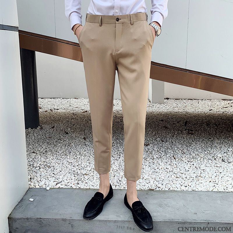 Pantalons Homme Tendance Slim Jeunesse Printemps Beau De Travail Bleu