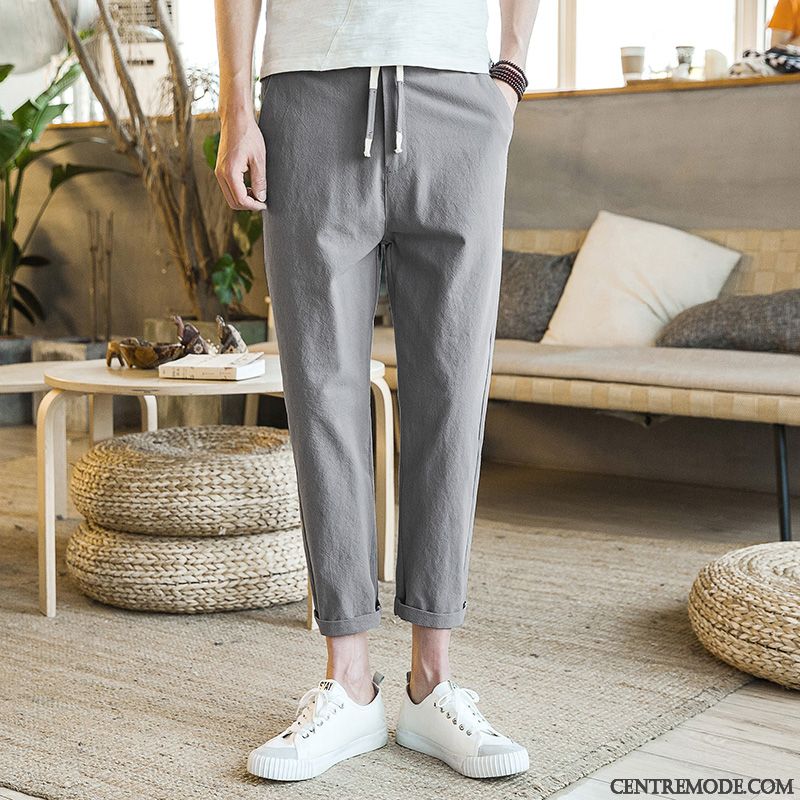 Pantalons Homme Tendance Slim Légère Collants Décontractée Baggy Bleu Marin