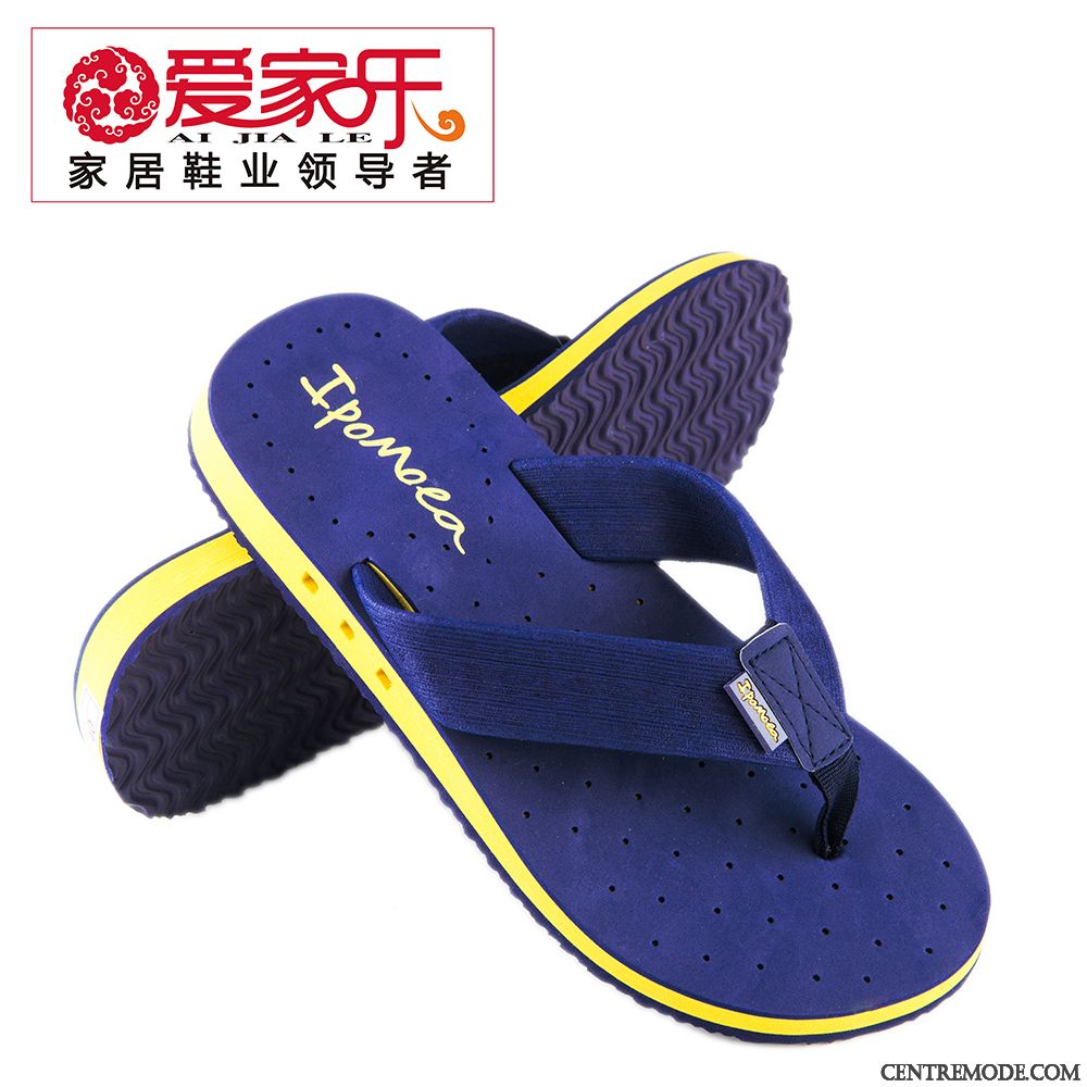 Pantoufles Pour Homme Cuir Palegoldenrod Bleu, Pantoufle Homme Tendance