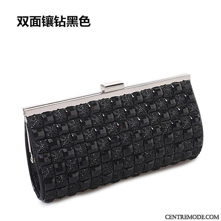 Portefeuille Femme Le Nouveau Pochette Pierres De Strass Tendance Europe Diamant Noir