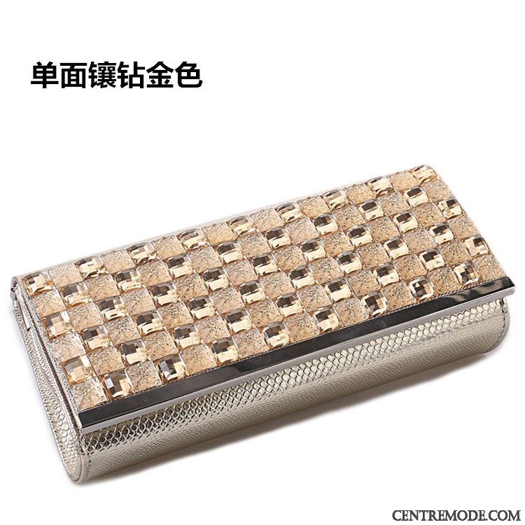 Portefeuille Femme Le Nouveau Pochette Pierres De Strass Tendance Europe Diamant Noir