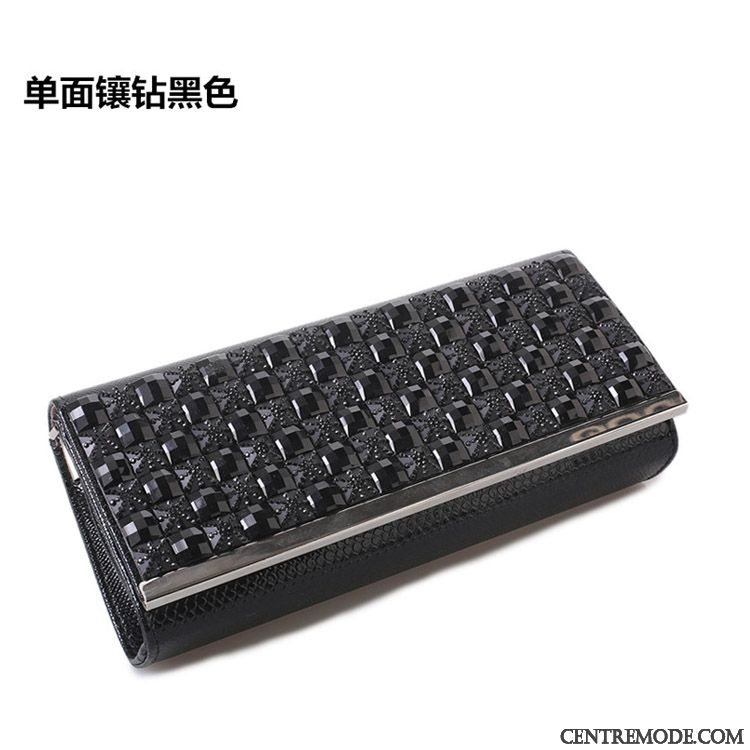 Portefeuille Femme Le Nouveau Pochette Pierres De Strass Tendance Europe Diamant Noir