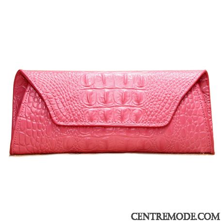 Portefeuille Femme Longue Section Pochette Portefeuilles Le Nouveau Cuir De Vache Crocodile Modèle Brun