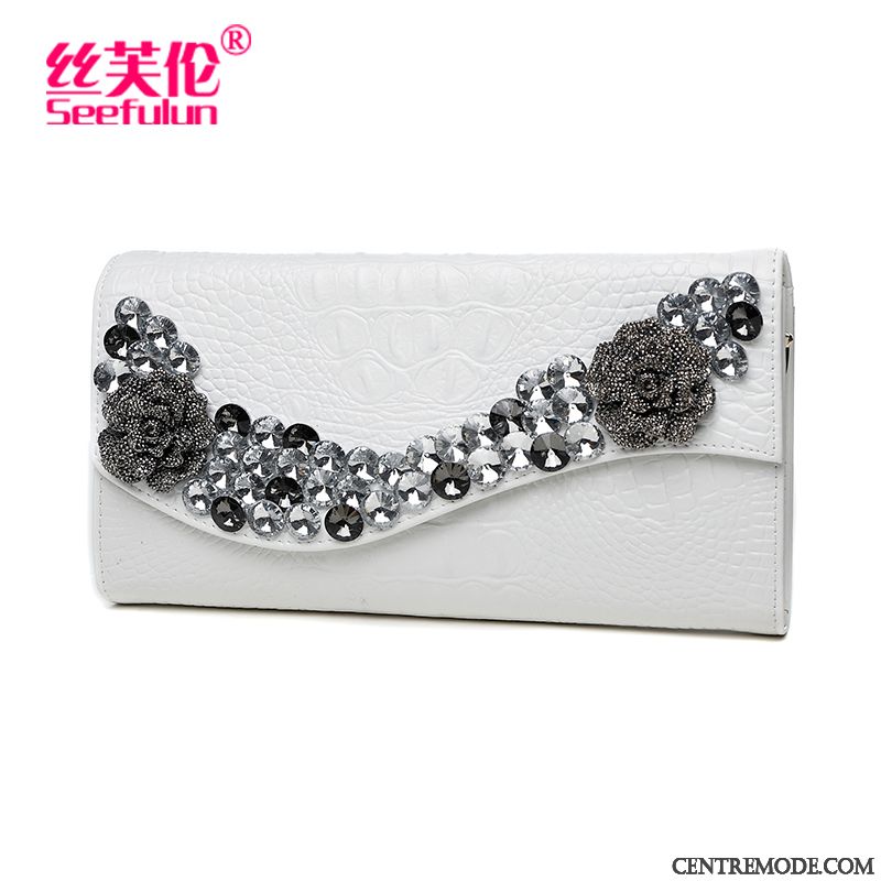 Portefeuille Femme Mode Banquet Tendance Grande Capacité Pochette Diamant Noir