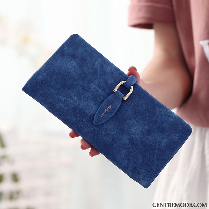 Portefeuille Femme Étudiant Longue Section Europe Pochette Grande Capacité Le Nouveau Bleu