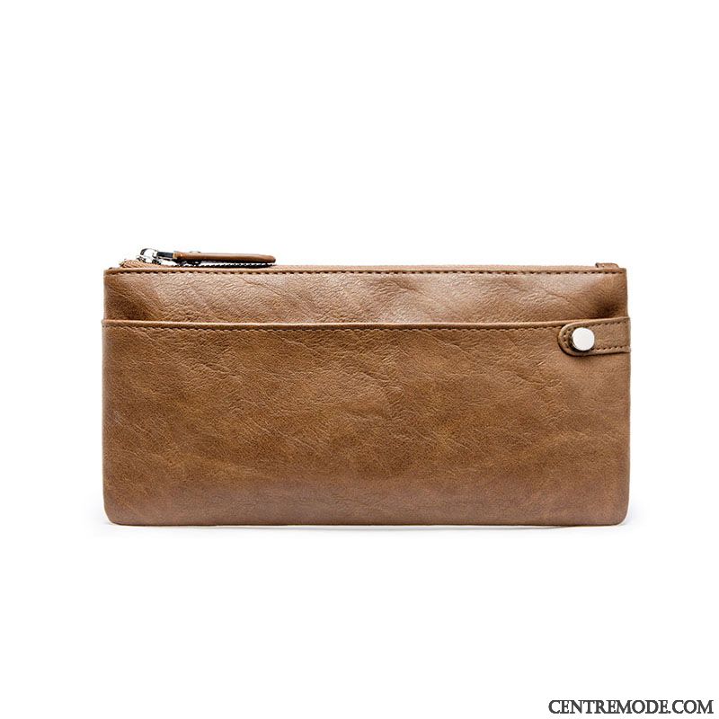 Portefeuille Homme Rue Peau Douce Simple Pochette Jeunesse Portefeuilles Marron