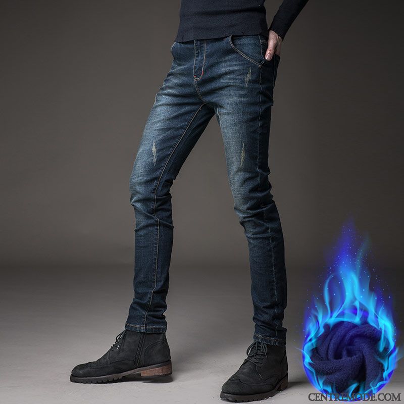 Promo Jeans Homme Bordeaux Blanc D'huître, Pantalon Homme Taille Pas Cher En Vente