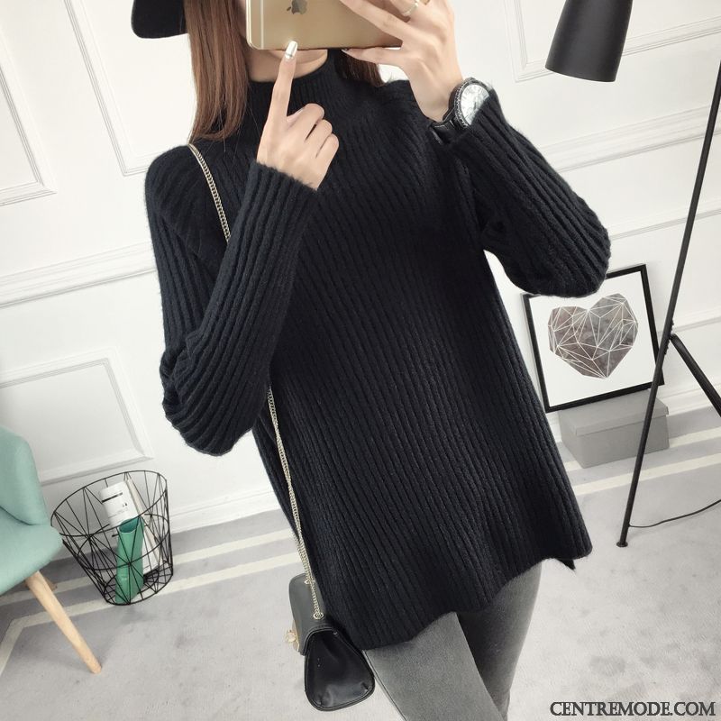 Pull Chemise Femme Pas Cher, Pull À Rayures Femme Gris Fumé Marine