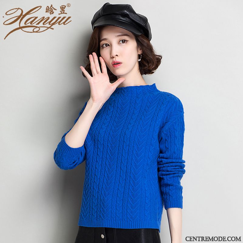 Pull Col Roulé Femme Chocolat Brun, Pull Fashion Femme Pas Cher Soldes