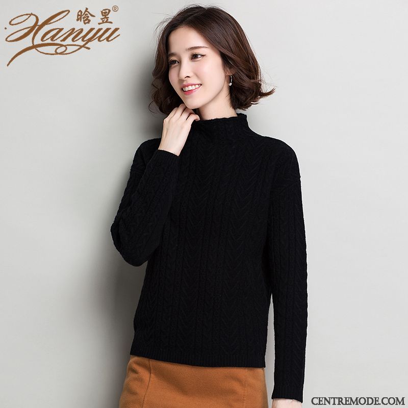 Pull Col Roulé Femme Chocolat Brun, Pull Fashion Femme Pas Cher Soldes