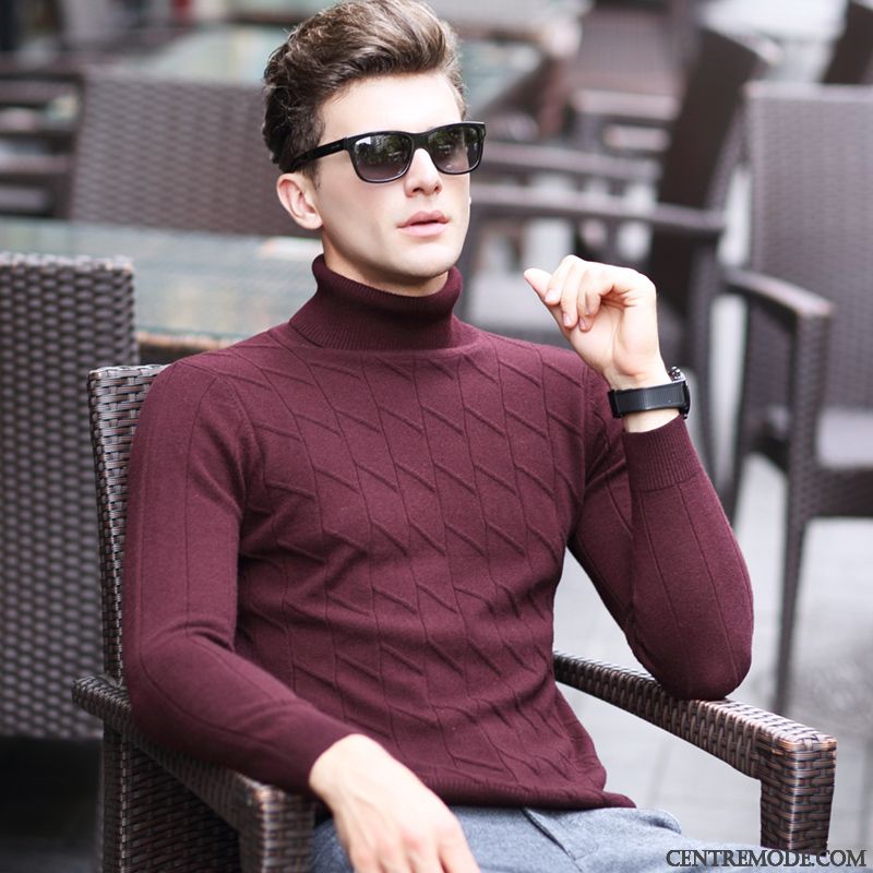 Pull En Coton Homme Pensée Vin Rouge, Vente Pull Homme