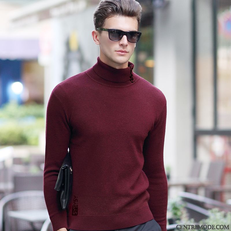 Pull En Coton Homme Pensée Vin Rouge, Vente Pull Homme