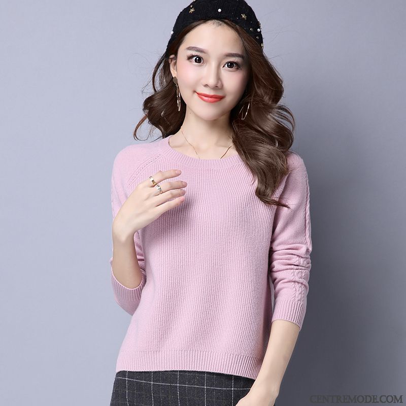 Pull Fashion Femme, Pull Coton Femme Rose Gris Fumé