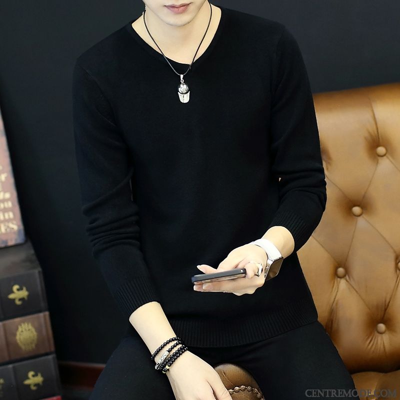 Pull Homme Col Chale En Vente, Pull Homme Col Montant Tout Noir Peachpuff
