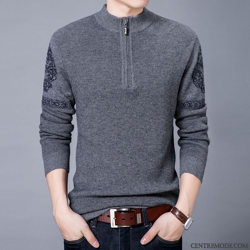 Pull Homme Gris Poudre Bleue Bleu, Modele Pull Homme