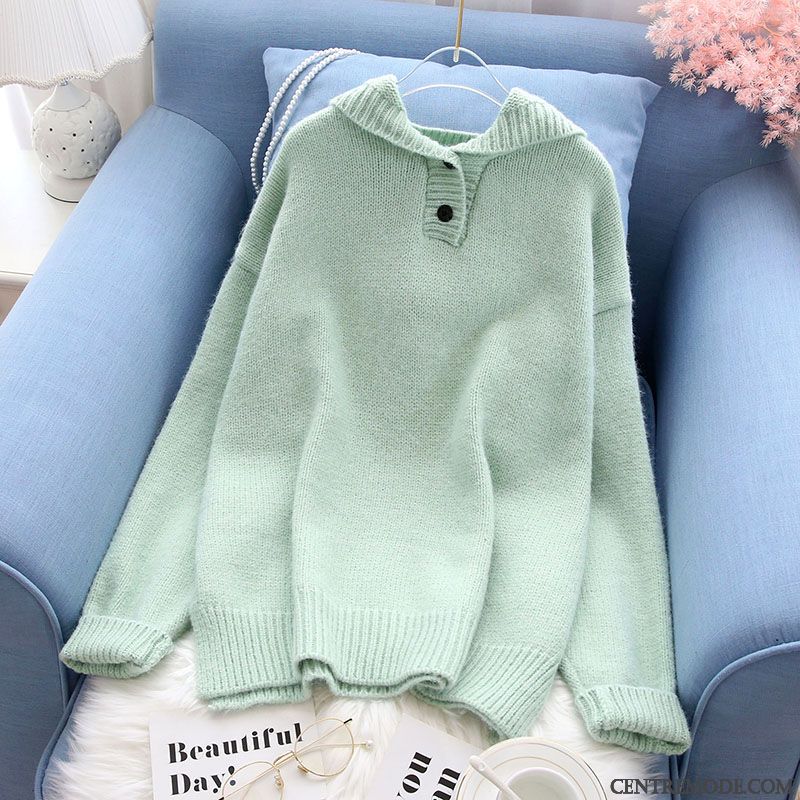 Pulls Gilets Femme L'automne Hiver Pullovers Une Veste Baggy Capuche Vert Clair