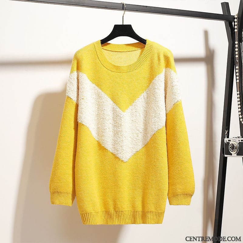 Pulls Gilets Femme Manteau Longues L'automne Baggy Légère Tricots En Maille Jaune