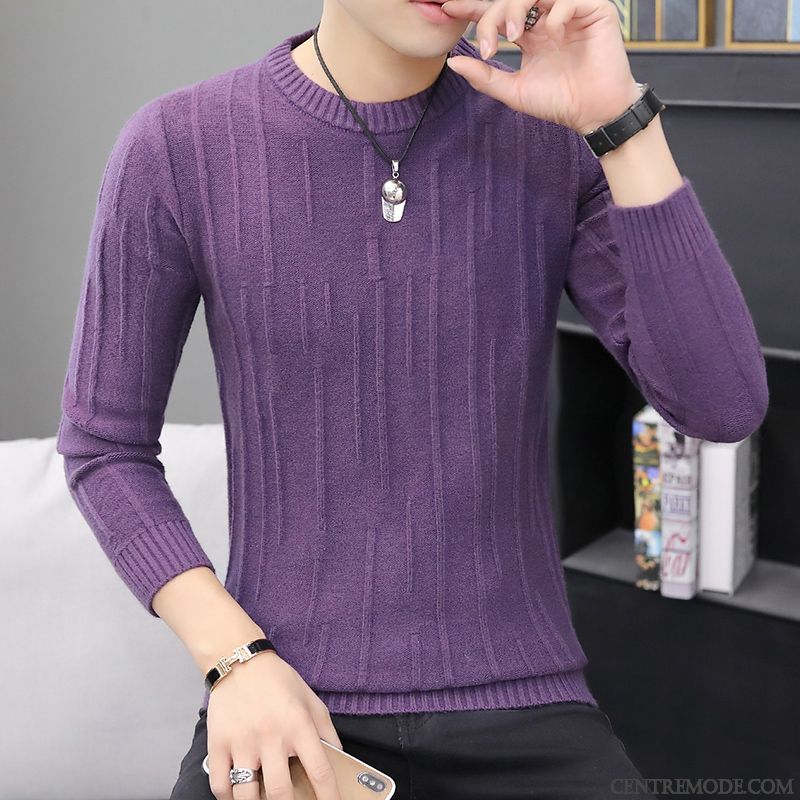 Pulls Gilets Homme L'automne Slim Beau Tendance Longues Knitwear Pure Clair