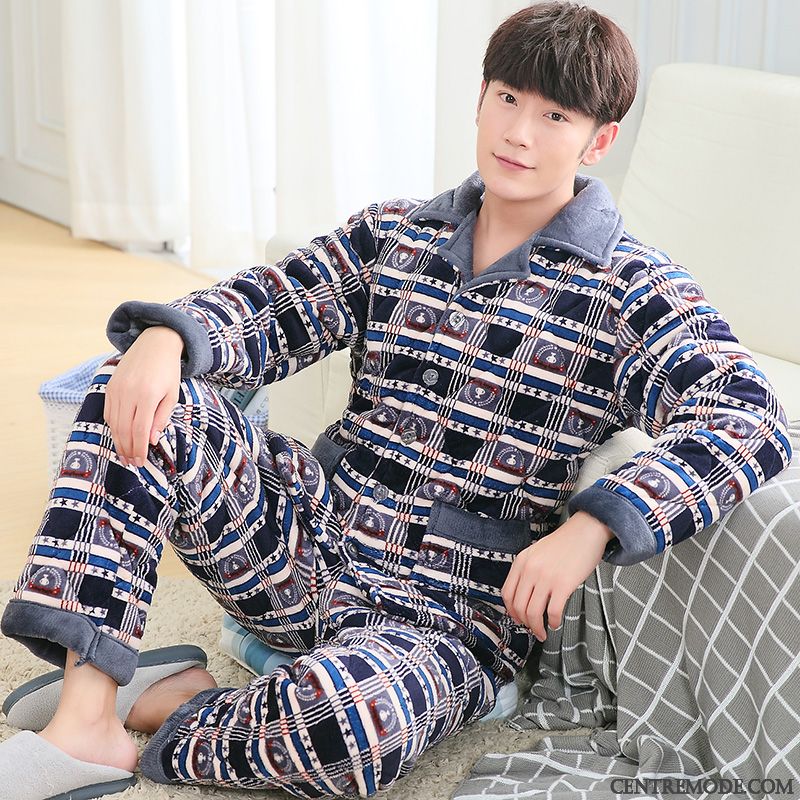 Pyjamas Gris Homme Pas Cher, Pyjamas Motif Homme Peachpuff Azur