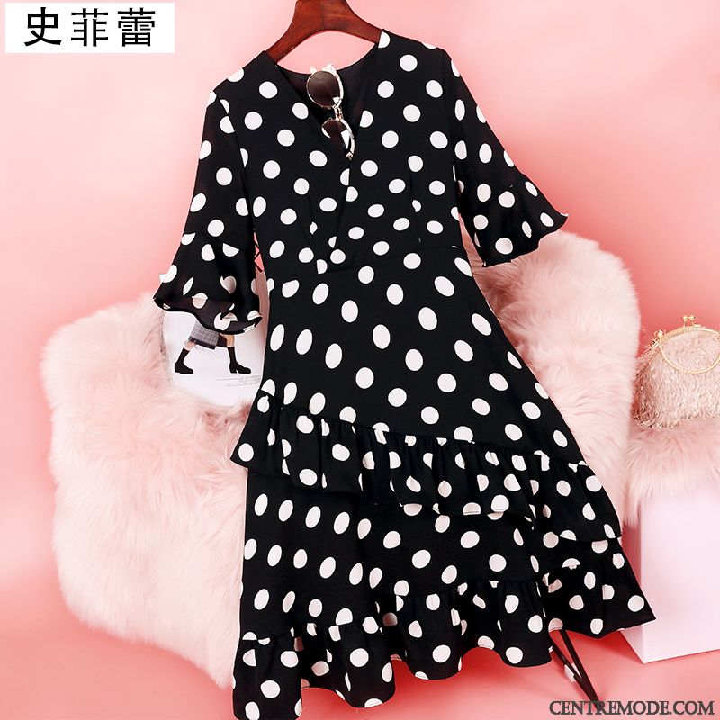 Robes Femme Beaucoup Queue De Poisson Point D'onde Points Rétro Haute Cintrée Rouge