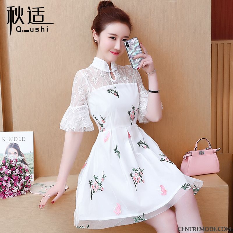 Robes Femme Cheongsam Été Style Chinois Rose