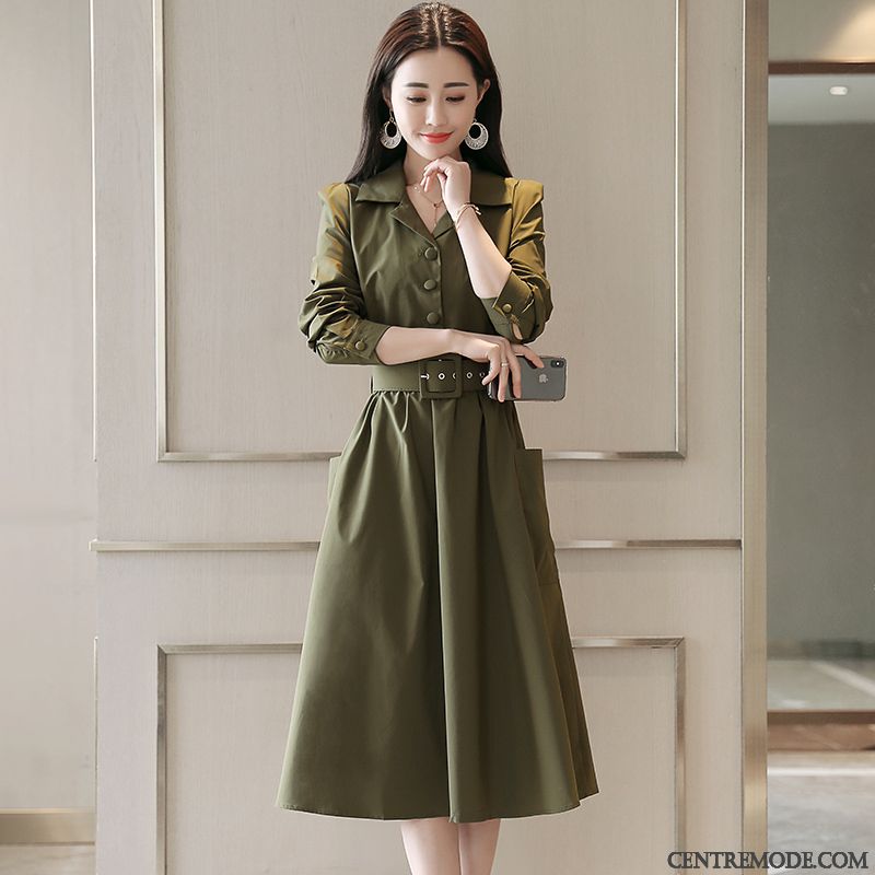 Robes Femme Slim Décontractée Longue Mode Mince Printemps Rouge