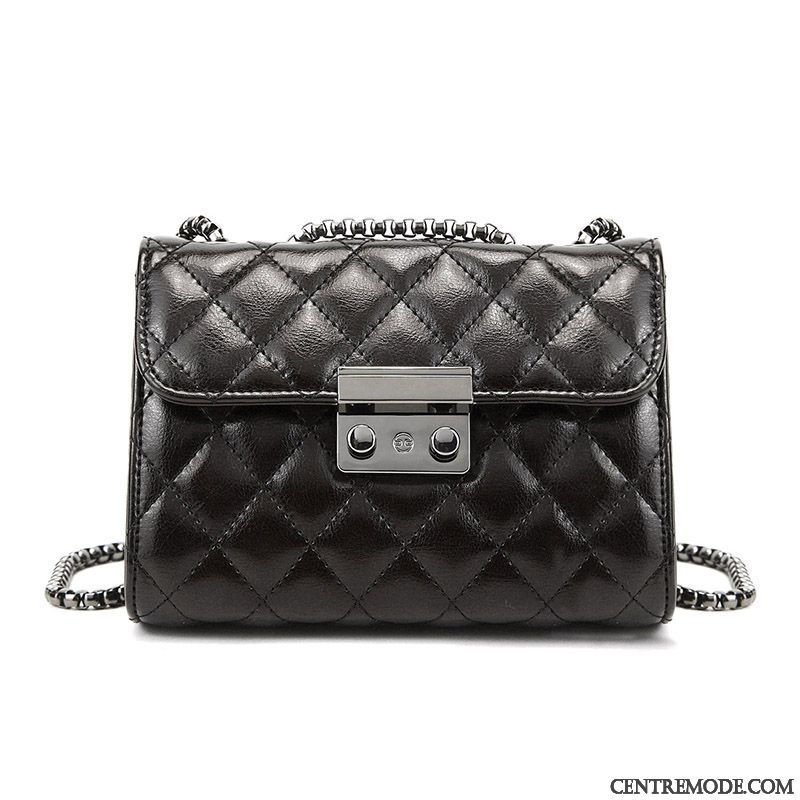 Sac À Bandoulière Femme Chaîne Nouveau Petit Le Nouveau Cuir Véritable Été Noir