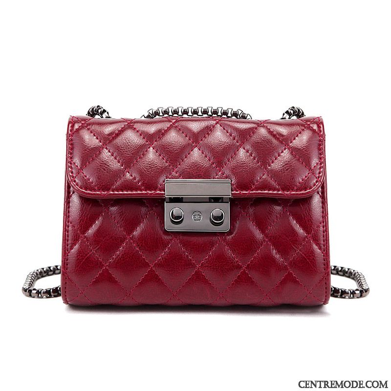 Sac À Bandoulière Femme Chaîne Nouveau Petit Le Nouveau Cuir Véritable Été Noir