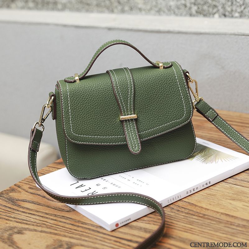 Sac À Bandoulière Femme Cuir Véritable All-match Sac De Messager Tendance Sac À Main Petit Vert