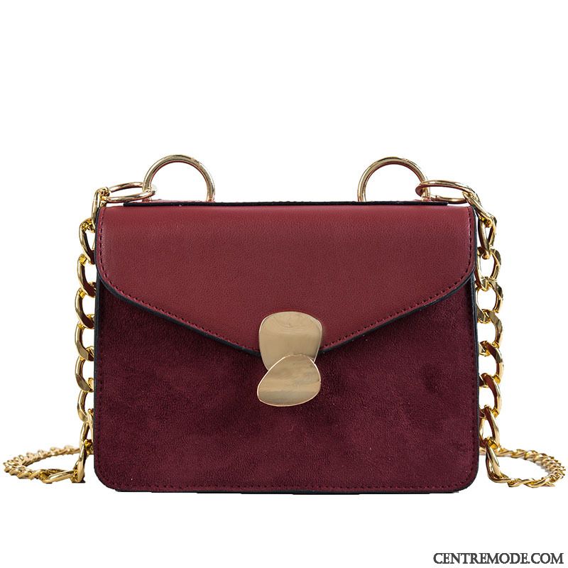 Sac À Bandoulière Femme Le Nouveau Chaîne Sac De Messager Réseau Petit All-match Rouge Rose