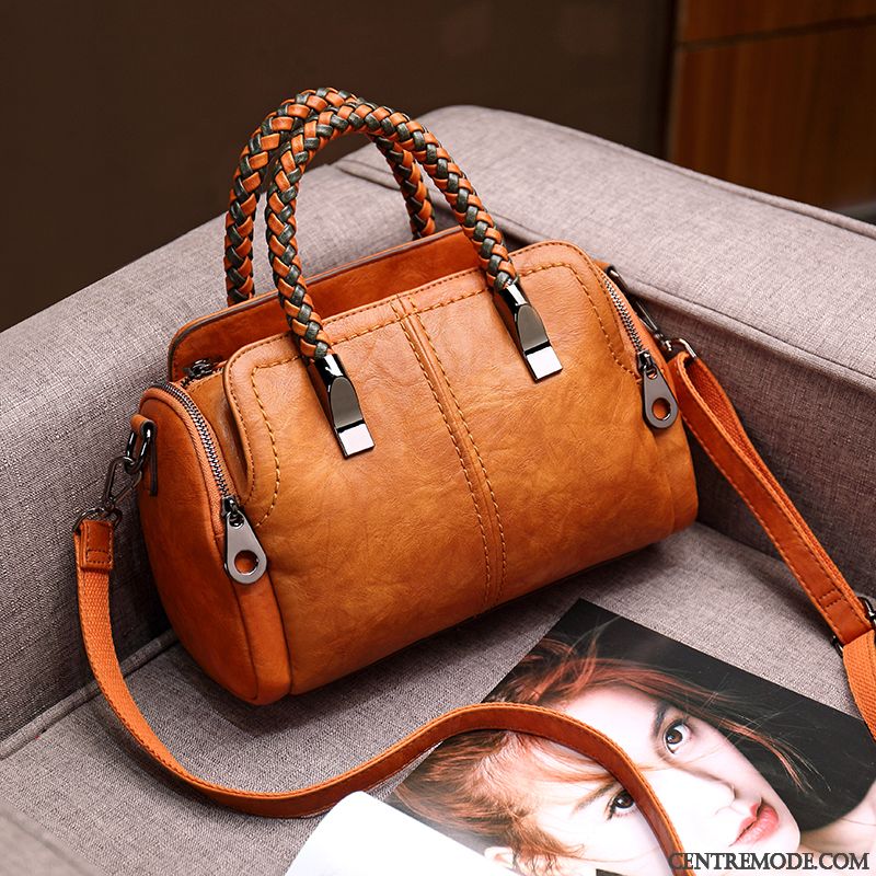 Sac À Bandoulière Femme Le Nouveau Cuir Véritable Loisir Sac À Main Tissage All-match Marron