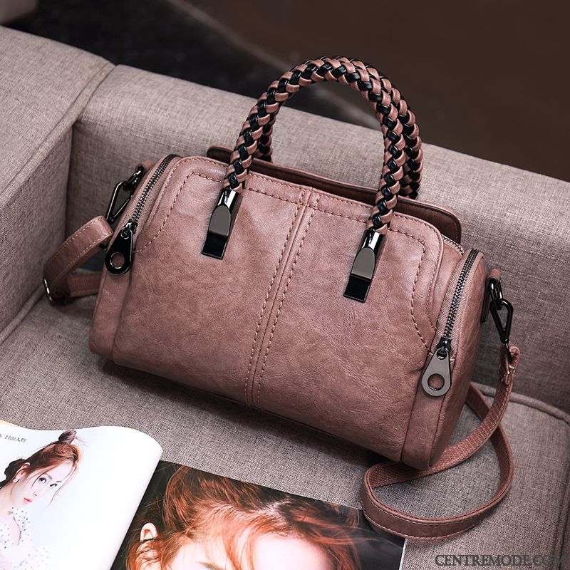 Sac À Bandoulière Femme Le Nouveau Cuir Véritable Loisir Sac À Main Tissage All-match Marron