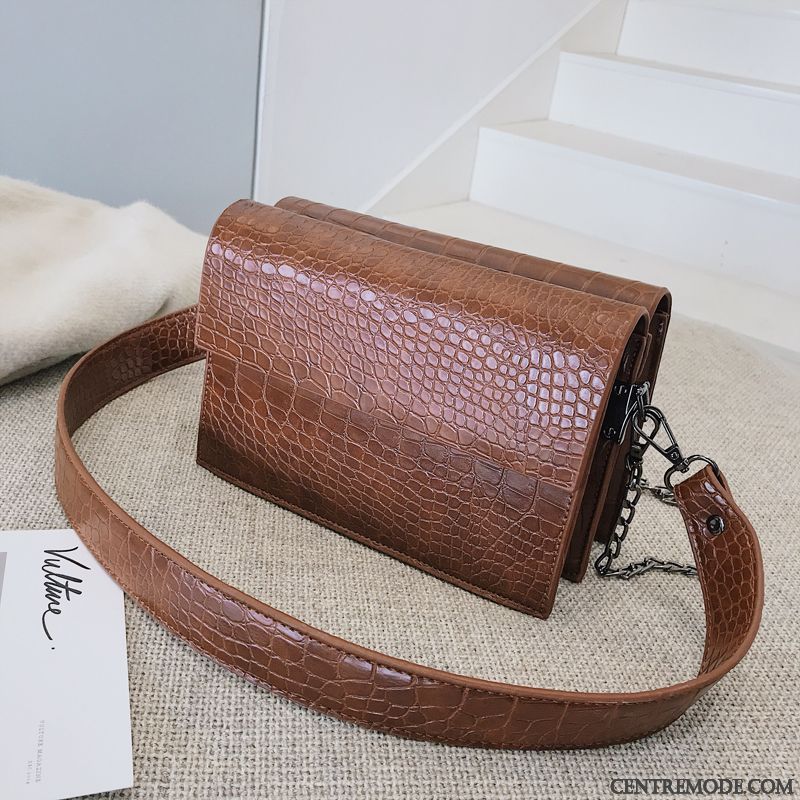 Sac À Bandoulière Femme Rétro Nouveau Chaîne All-match Sac De Messager Crocodile Modèle