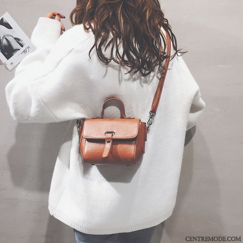 Sac À Bandoulière Femme Sac De Messager Rétro Mode Petit All-match Tendance Marron