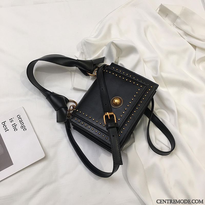 Sac À Bandoulière Femme Sac De Messager Rétro Petit Le Nouveau Mode Tendance Noir