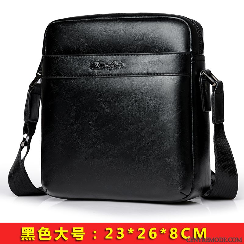 Sac À Bandoulière Homme Couche De Tête Le Nouveau Petit Loisir Cuir De Vache Sac À Dos Brun Foncé