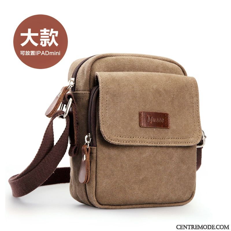 Sac À Bandoulière Homme De Plein Air Sac De Messager Sacs À Bandoulière Toile Loisir Sport Brun