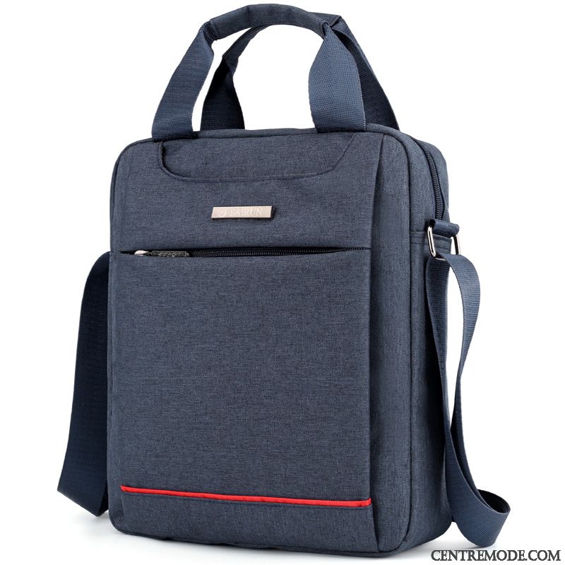 Sac À Bandoulière Homme Entreprise Tissu Oxford Cartable Tendance Section Verticale Sac À Main Noir