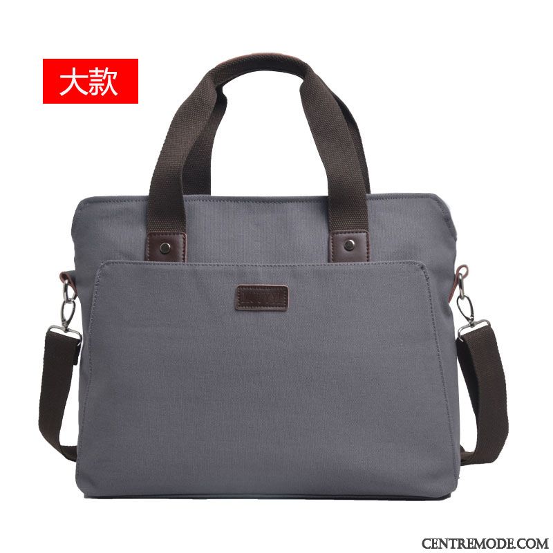 Sac À Bandoulière Homme Loisir Gros Rétro Toile Sac De Messager La Coupe Transversale Marron Gris