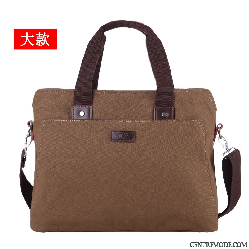 Sac À Bandoulière Homme Loisir Gros Rétro Toile Sac De Messager La Coupe Transversale Marron Gris