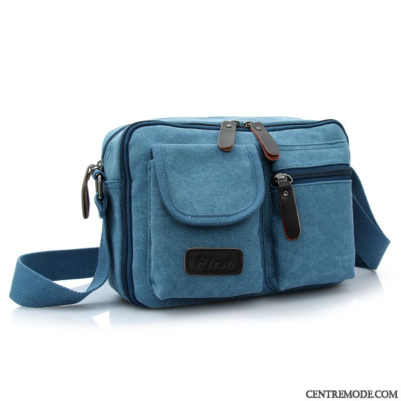 Sac À Bandoulière Homme Loisir Le Nouveau Rétro Sac De Messager Tendance Sac À Dos Bleu