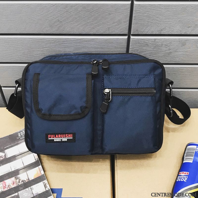 Sac À Bandoulière Homme Loisir Le Nouveau Rétro Sac De Messager Tendance Sac À Dos Bleu