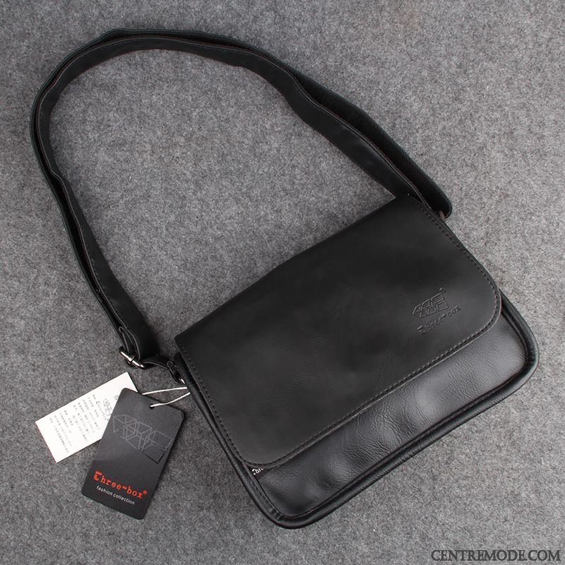 Sac À Bandoulière Homme Loisir Rétro Sport Sac De Messager Tendance Petit Noir