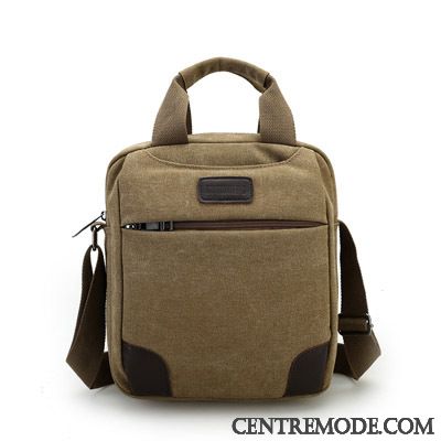 Sac À Bandoulière Homme Loisir Section Verticale Toile Le Nouveau Rétro Sac De Messager Noir