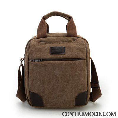 Sac À Bandoulière Homme Loisir Section Verticale Toile Le Nouveau Rétro Sac De Messager Noir